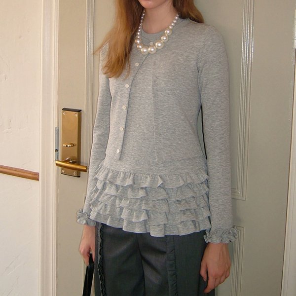 画像4: Ruffled Hem Twin Ensemble Set style　裾フリルツイーンアンサンブルスタイルカーディガンラウンドネックセット (4)