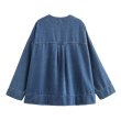 画像4: Women's V-neck American style loose denim jacket　VネックアメリカンスタイルデニムジャケットGジャンコート (4)
