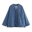 画像3: Women's V-neck American style loose denim jacket　VネックアメリカンスタイルデニムジャケットGジャンコート (3)