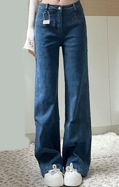 画像4: Back ribbon denim wide pants　バックリボン付デニムワイドストレートパンツ (4)