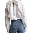 画像1: Back Bow Tie French Style Long Sleeve Blous　バックボウネクタイフレンチスタイルウス長袖ブラウス (1)