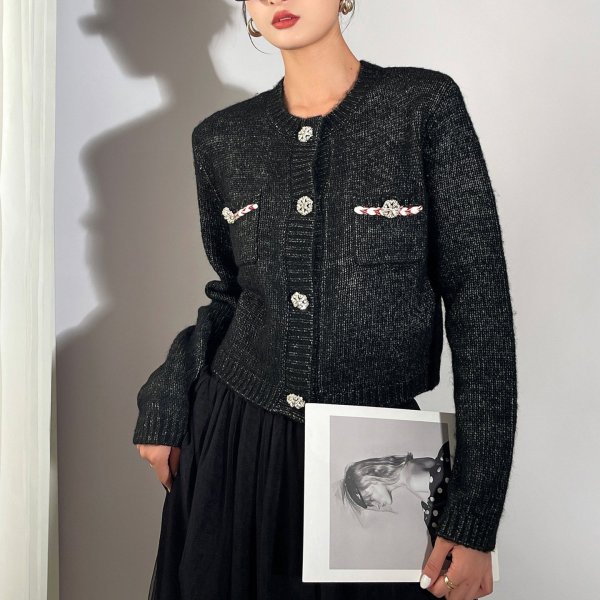 画像4: Strip Mix Color Diamond Button Sweater Cardigan Jacket　ストリップミックスカラーダイヤモンドボタンセーターカーディガンジャケット (4)