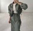 画像5: Women's Zip-up ribbon short jacket + long skirt  set up  ジップアップリボンショートジャケット+ロングスカートセットアップ (5)