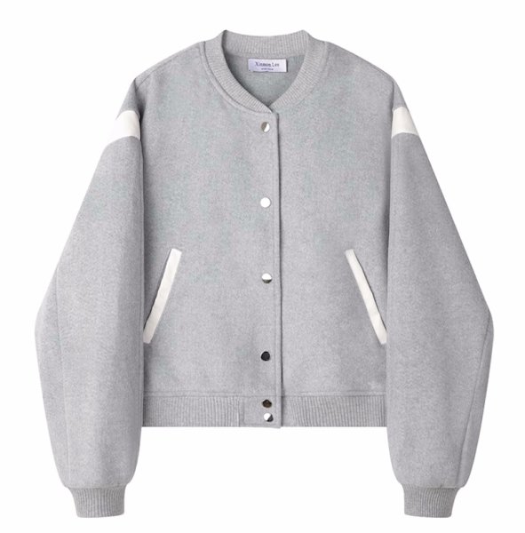画像1: Women's Stylish grey stadium jumper jacket blouson　スタイリッシュグレースタジアムジャンパー ジャケットブルゾン (1)
