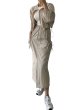 画像2: Women's Zip-up ribbon short jacket + long skirt  set up  ジップアップリボンショートジャケット+ロングスカートセットアップ (2)