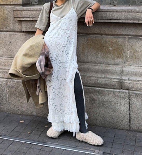 画像5: Women's French niche layered versatile side slit lace suspender dress One piece　レイヤード多用途サイドスリットレースサスペンダードレスドレスワンピース (5)