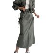 画像3: Women's Zip-up ribbon short jacket + long skirt  set up  ジップアップリボンショートジャケット+ロングスカートセットアップ (3)