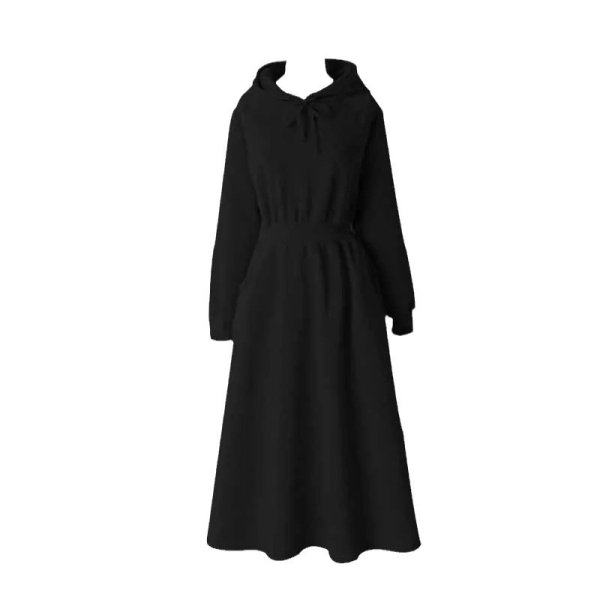 画像6: Women's Half Zip Hood Waistband Flared Dress One piece　ハーフジップフーディウエストマークフレアースウェットドレスワンピース (6)
