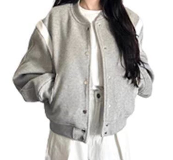 画像3: Women's Stylish grey stadium jumper jacket blouson　スタイリッシュグレースタジアムジャンパー ジャケットブルゾン (3)