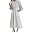 画像1: Women's Half Zip Hood Waistband Flared Dress One piece　ハーフジップフーディウエストマークフレアースウェットドレスワンピース (1)
