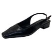 画像1: Leather square toe low heel back belt pumps shoes   　レザースクエアトゥローヒールバックベルトパンプスシューズ (1)