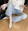画像2: Leather square toe low heel back belt pumps shoes   　レザースクエアトゥローヒールバックベルトパンプスシューズ (2)