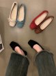 画像4: Square head with ribbon French flat ballet shoes   　リボン付きフラットパンプスバレリーナシューズ (4)