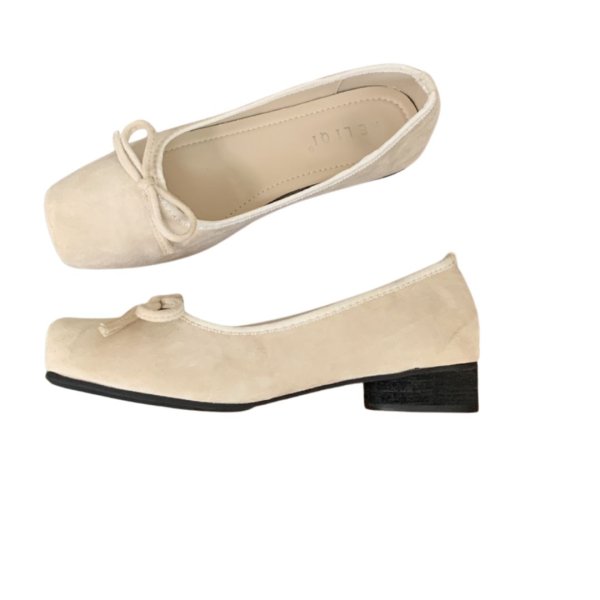 画像12: Square head with ribbon French flat ballet shoes   　リボン付きフラットパンプスバレリーナシューズ (12)