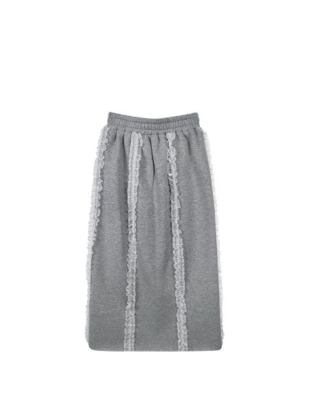 画像3: Women's Mid-length lace sweat skirt　レース付きミドル丈スエットスカート (3)