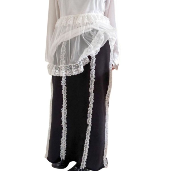 画像2: Women's Mid-length lace sweat skirt　レース付きミドル丈スエットスカート (2)