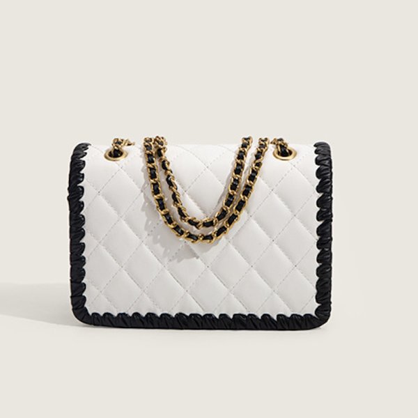 画像9: Quilted Leather Chain Tote Shoulder Crossbody Bag　ユニセックスキルティングレザーチェーントートショルダークロスボディーバッグ (9)