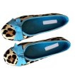 画像1: Leopard print flat ribbon round toe ballet shoes pumps shoes   　シープスキンヒョウ柄フラットリボンラウンドトゥバレエシューズパンプス (1)