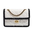 画像1: Quilted Leather Chain Tote Shoulder Crossbody Bag　ユニセックスキルティングレザーチェーントートショルダークロスボディーバッグ (1)