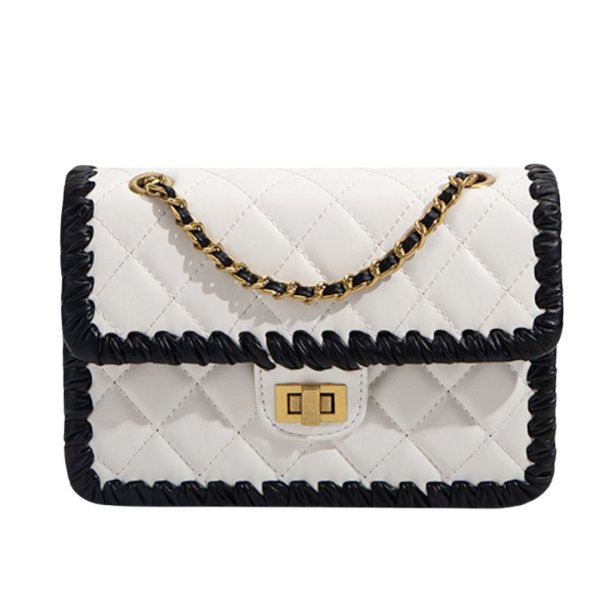 画像1: Quilted Leather Chain Tote Shoulder Crossbody Bag　ユニセックスキルティングレザーチェーントートショルダークロスボディーバッグ (1)