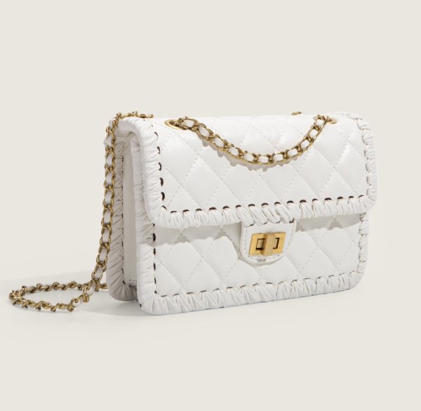 画像3: Quilted Leather Chain Tote Shoulder Crossbody Bag　ユニセックスキルティングレザーチェーントートショルダークロスボディーバッグ (3)