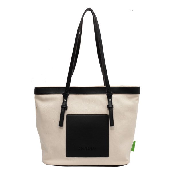 画像2: Large capacity canvas and leather tote shoulder bag　男女兼用ユニセックスラージキャパシティキャンバス＆レザーショルダー トートバッグ通勤通学ショッピング (2)