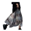 画像2: Women's Green Gradient French Retro Tie-dye Umbrella Skirt　グリーングラデーションフレンチレトロ絞り染めアンブレラスカート (2)