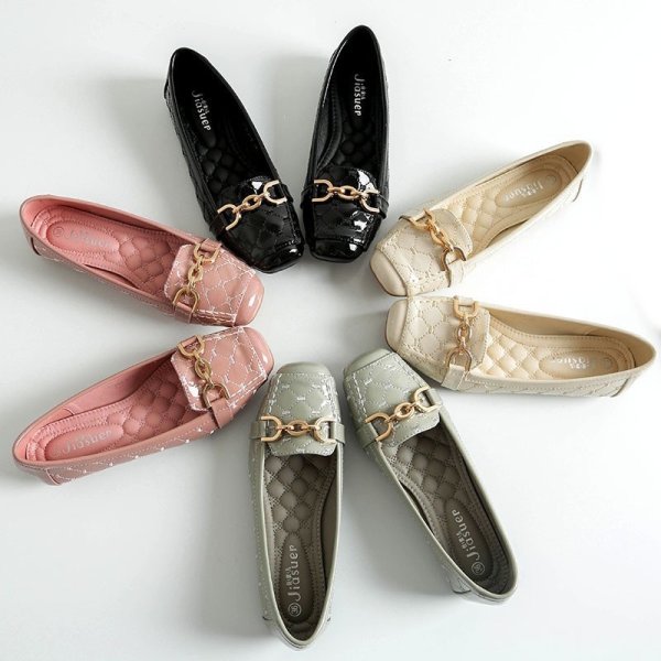 画像6: Flat quilted patent leather slip-on pumps shoes   　フラットキルティングエナメルスリッポンパンプスシューズ (6)