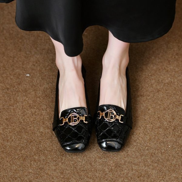 画像8: Flat quilted patent leather slip-on pumps shoes   　フラットキルティングエナメルスリッポンパンプスシューズ (8)