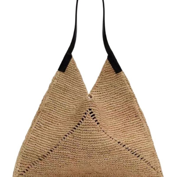 画像4: Triangle woven basket tote bag shoulder bag　男女兼用ユニセックストライアングラ編み込みかご籠トートバッグ (4)