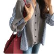 画像4: Color matching striped shirt design blouse sweater　カラーマッチングストライプシャツデザインブラウスセータ (4)
