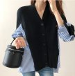 画像6: Color matching striped shirt design blouse sweater　カラーマッチングストライプシャツデザインブラウスセータ (6)