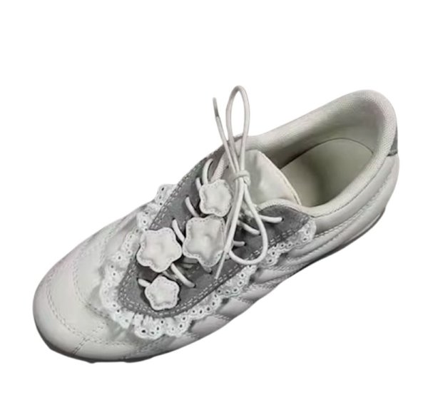 画像7: Thick-soled diagonal lace-up leather quilted flower sneakers　厚底斜めレースアップレザーキルティングフラワー付きスニーカー (7)