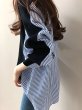 画像7: Color matching striped shirt design blouse sweater　カラーマッチングストライプシャツデザインブラウスセータ (7)