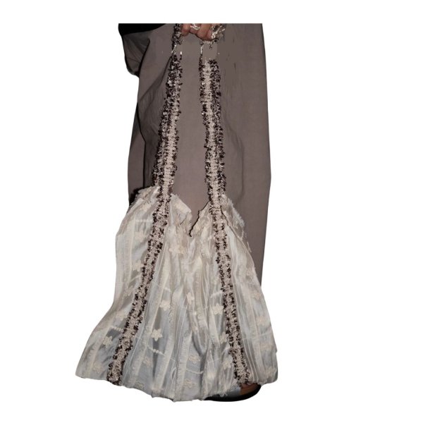 画像1: Flower ribbon texture tencel milk large capacity portable tote shoulder eco shopping bag　フラワーリボンテクスチャテンセルポータブルトートショルダーエコショッピングバッグ (1)