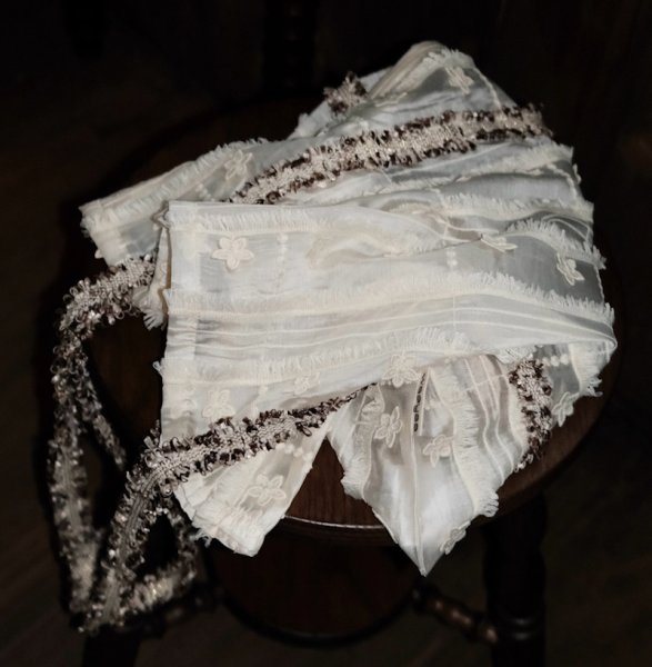 画像10: Flower ribbon texture tencel milk large capacity portable tote shoulder eco shopping bag　フラワーリボンテクスチャテンセルポータブルトートショルダーエコショッピングバッグ (10)