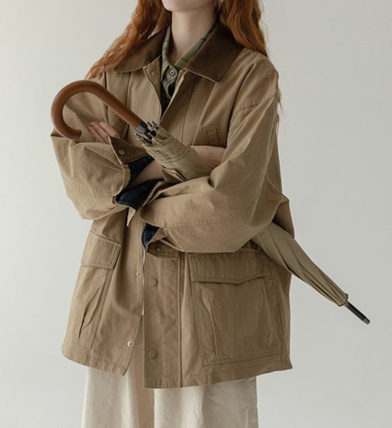画像5: Women's Mid-length stitched coat jacket 　ミドル丈ステッチングコートウィンドブレーカージャケット (5)