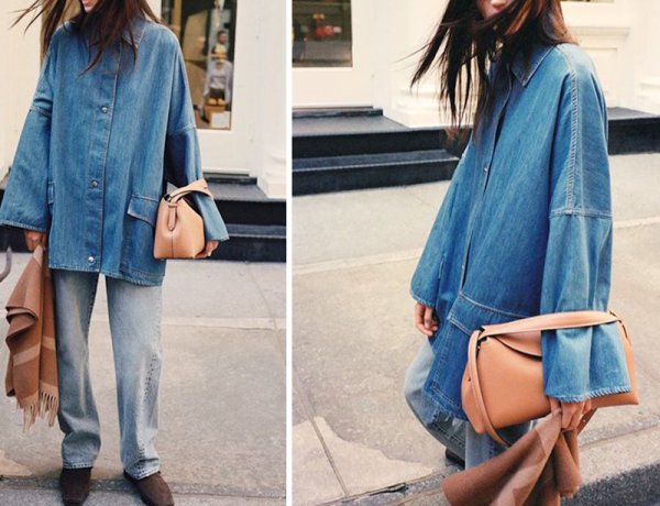 画像5: Women's Drop shoulder wide sleeve double pocket denim jacket　ドロップショルダワイドスリーブ ダブルポケット デニムジャケットコート (5)