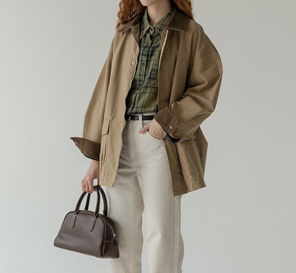 画像3: Women's Mid-length stitched coat jacket 　ミドル丈ステッチングコートウィンドブレーカージャケット (3)