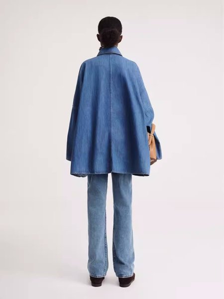 画像4: Women's Drop shoulder wide sleeve double pocket denim jacket　ドロップショルダワイドスリーブ ダブルポケット デニムジャケットコート (4)