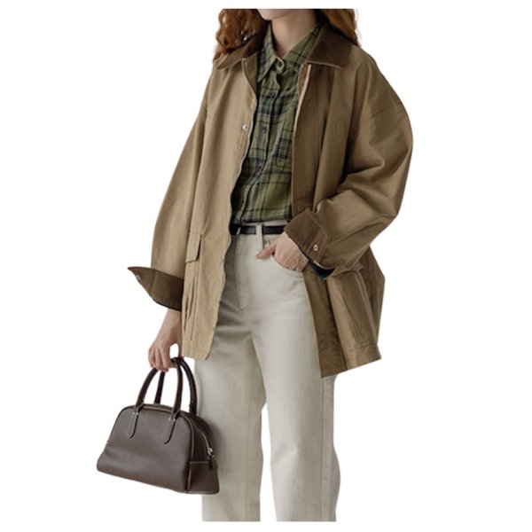 画像2: Women's Mid-length stitched coat jacket 　ミドル丈ステッチングコートウィンドブレーカージャケット (2)