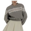 画像2: Round neck sweatshirt with small flower lace　小花レース付き ラウンドネックスウェット (2)