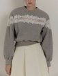 画像7: Round neck sweatshirt with small flower lace　小花レース付き ラウンドネックスウェット (7)