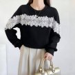 画像4: Round neck sweatshirt with small flower lace　小花レース付き ラウンドネックスウェット (4)