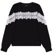 画像1: Round neck sweatshirt with small flower lace　小花レース付き ラウンドネックスウェット (1)