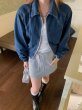 画像7: Women's Washed denim zip-up basic jacket 　ウォッシュデニムジップアップベーシック デニムジャケットGジャンコート (7)