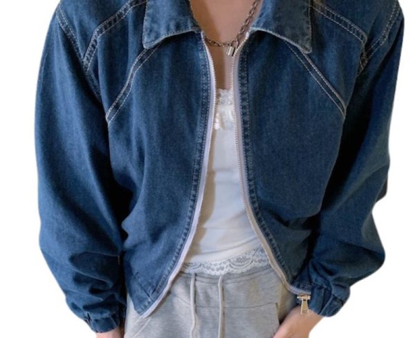 画像5: Women's Washed denim zip-up basic jacket 　ウォッシュデニムジップアップベーシック デニムジャケットGジャンコート (5)