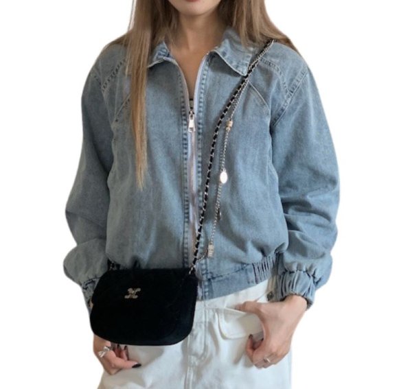 画像2: Women's Washed denim zip-up basic jacket 　ウォッシュデニムジップアップベーシック デニムジャケットGジャンコート (2)