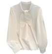 画像1: Bowtie flower embroidered blouse　ボウタイフラワー刺繍ブラウス (1)
