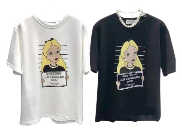 画像3: Alice pearl necklace and earrings T-shirt　不思議の国のアリスパールネックレス＆ピアス付きラウンドネック半袖Tシャツ (3)